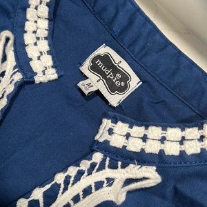 Navy Mudpie dress with white appliqué